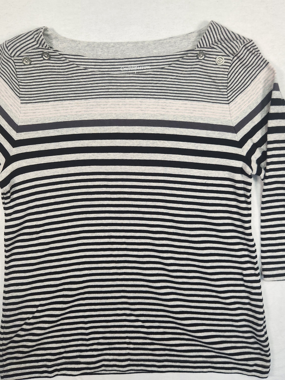croft & barrow Black and White Striped Crewneck Top
